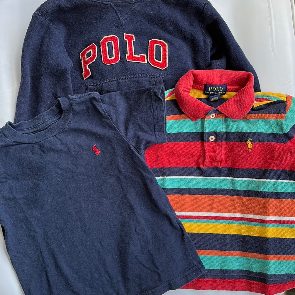Baby 2T polo shirts and hoodie.